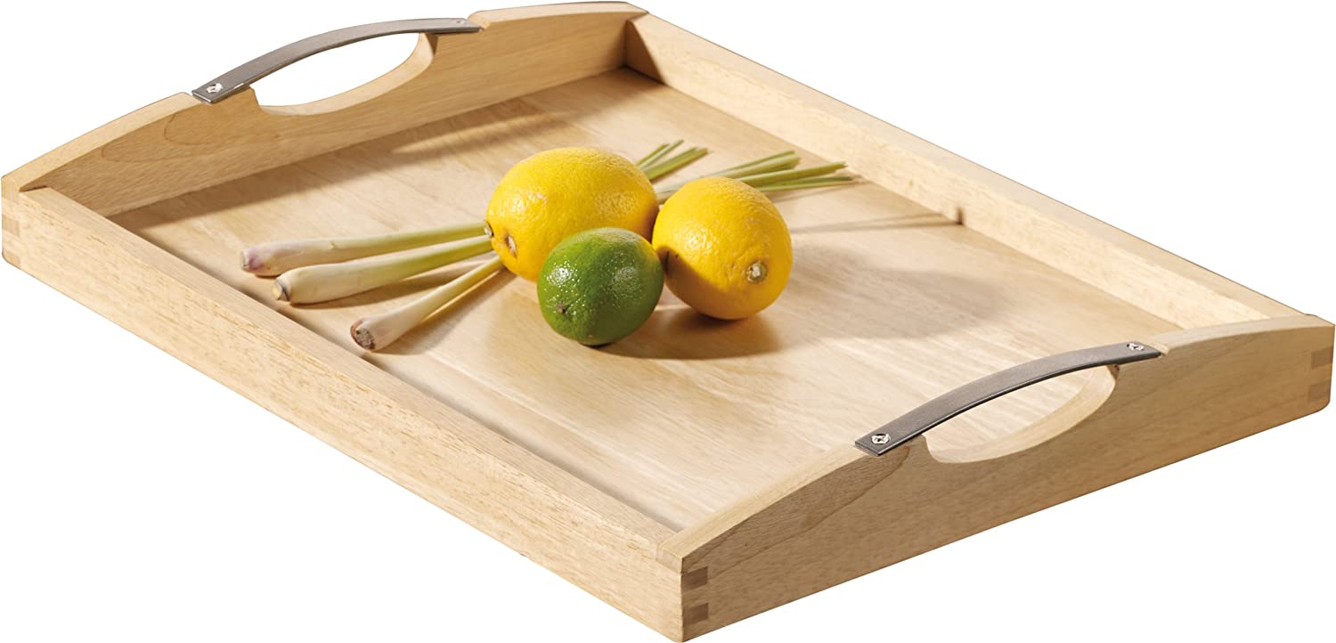 Esmeyer Newcastle 304-007 Wooden Tray Bamboo with Stainless Steel Handles Plywood Base 50 x 40 cm