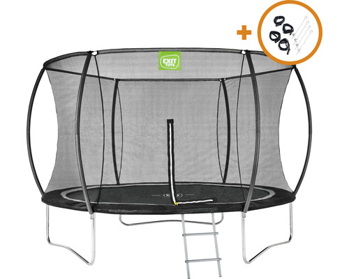 Trampoline EXIT Black Edition 256 x 305 cm black incl. safety net ladder and anchoring set