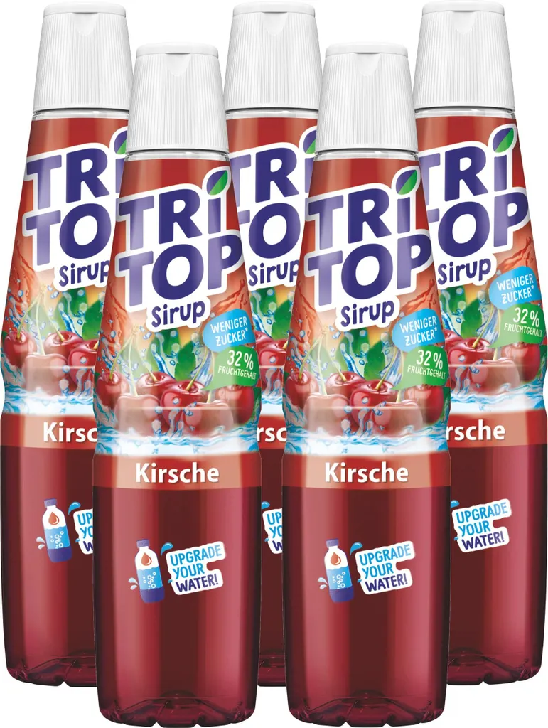 Tri Top Getränke-Sirup Kirsche 600ml - wenig Zucker & kalorienarm (5er Pack)