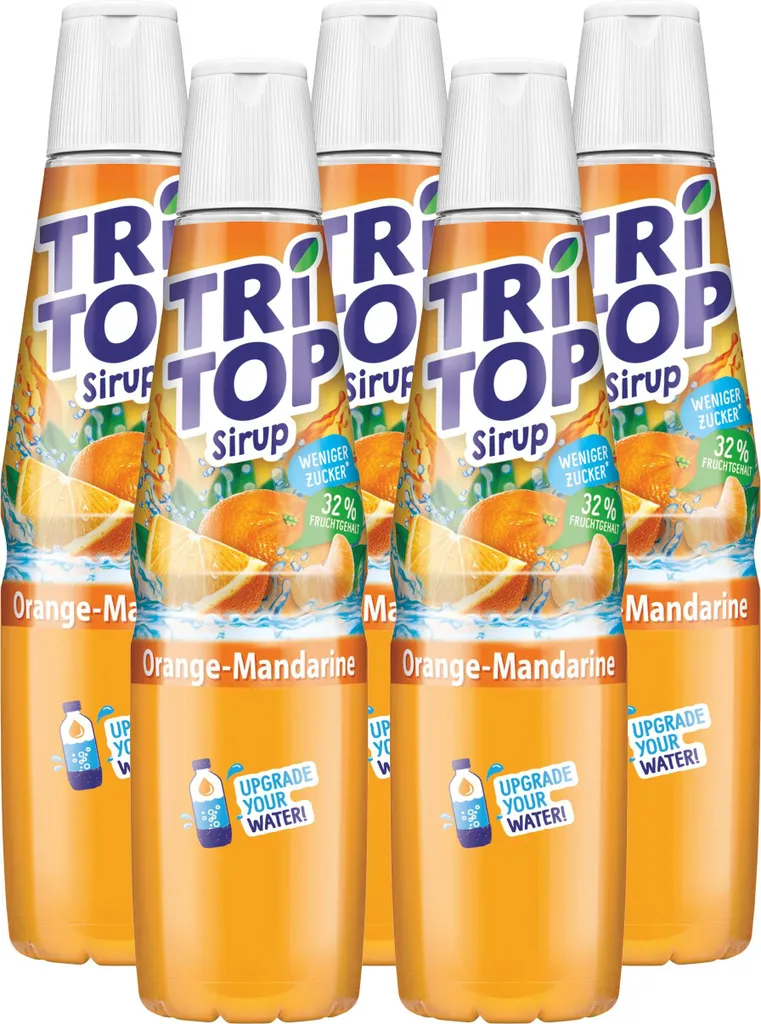 Tri Top Getränke-Sirup Orange-Mandarine 600ml - kalorienarm (5er Pack)