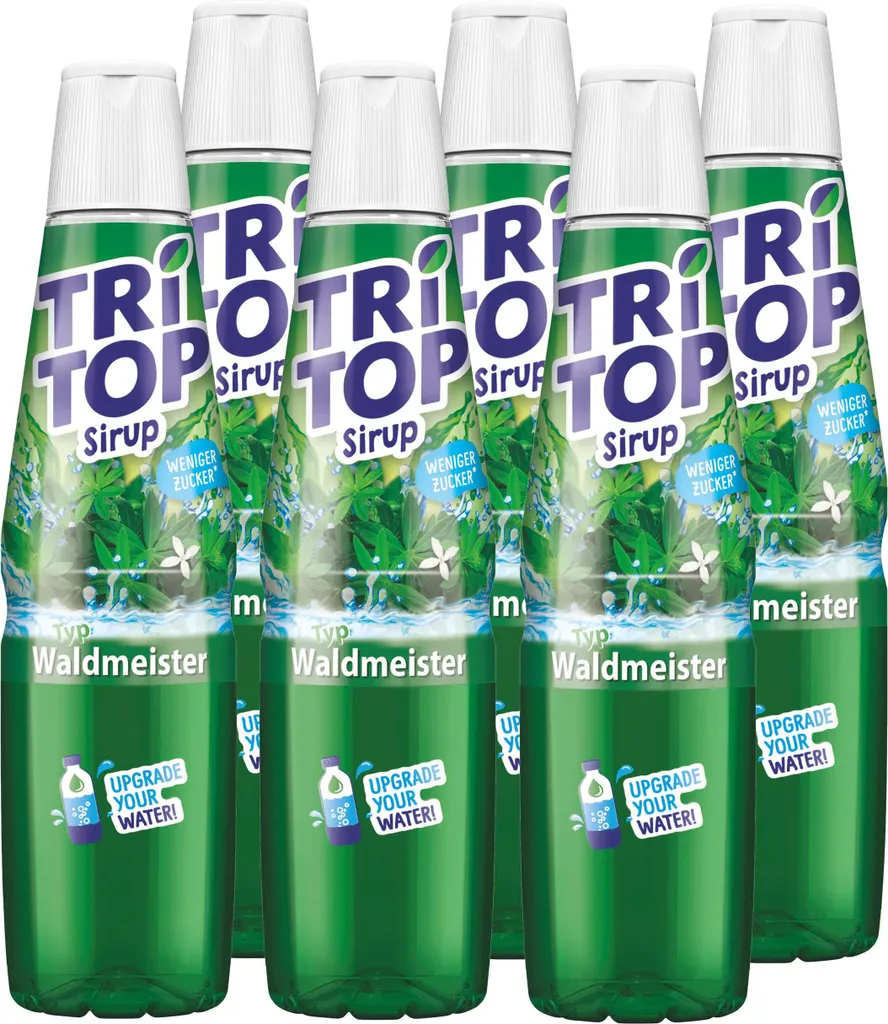 Tri Top Getränke-Sirup Waldmeister 600ml - wenig Zucker - kalorienarm (6er Pack
