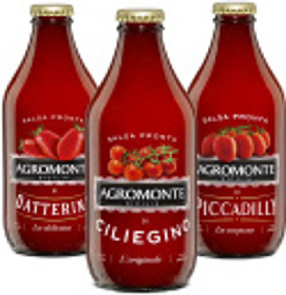 Trio von Agromonte Tomatensaucen: Kirschtomate, Datterino und Piccadilly 330 gr x 3 Agromonte