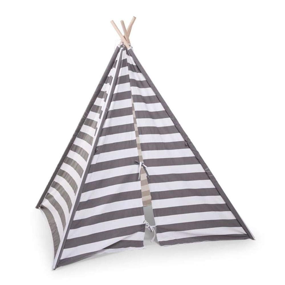 Childwood Teepee Play Tent Cotton \'Stripes (135X135X143 cm Including Carry Case in Grey/White