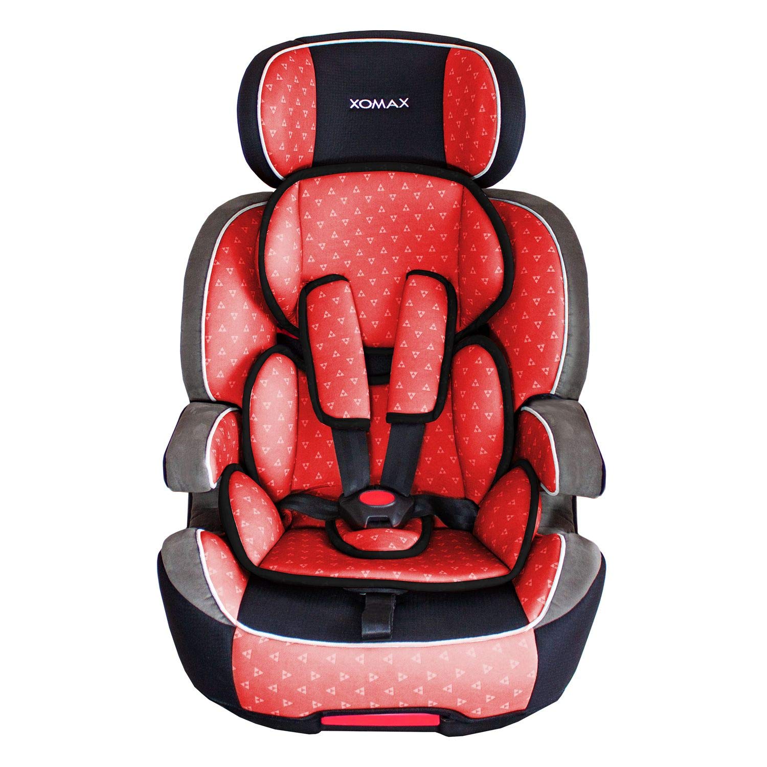 XOMAX XL-518 Child\'s Seat with ISOFIX, Grows with your child, 9-36 kg 1-12 Years Group 1/2/3, 5-Point Harness and 3-Point Harness Removable and Washable Cover ECE R44/04 red