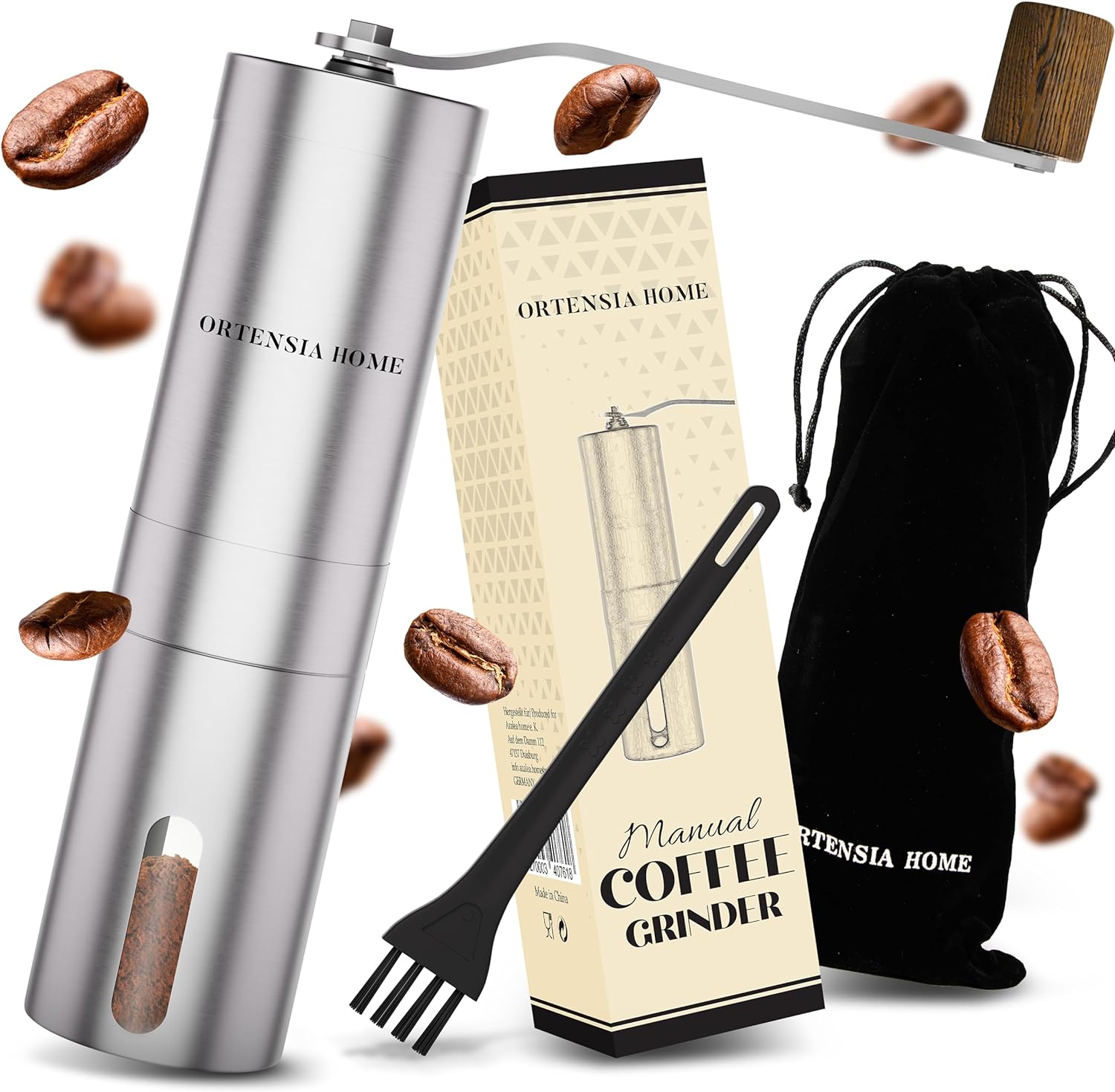 ortensia home Manual Coffee Grinder with Adjustable Ceramic Cone Grinder Made of 304 Stainless Steel Indoor and Outdoor Manual Coffee Grinder with Cone Grinder Manual Coffee Grinder
