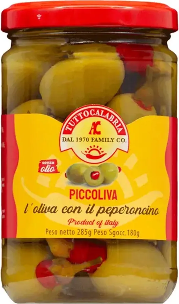 TuttoCalabria Piccoliva – Stuffed olives with a hot chili pepper in each olive!