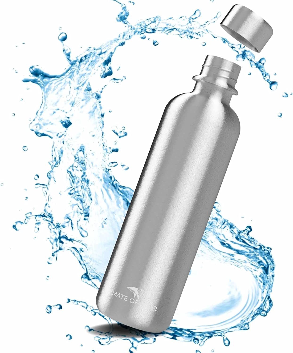 Mate of Steel 0.75 L Stainless Steel Bottle, Compatible with Sodastream Crystal & Easy - Dishwasher Safe, Carbonated Safe | 750 ml Metal Drinking Bottle | Soda Bottles | Replacement Bottles