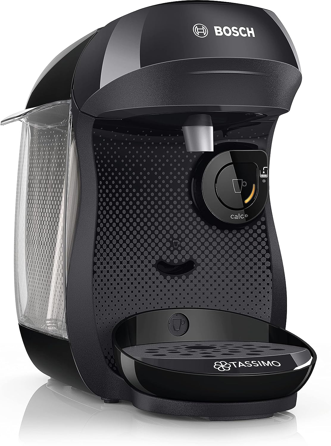 Bosch Tassimo Happy Capsule Machine TAS1002N, Coffee Machine by Bosch, Over 70 Drinks, Fully Automatic, Suitable for All Cups, Space-Saving, 1400 W, Black/Anthracite