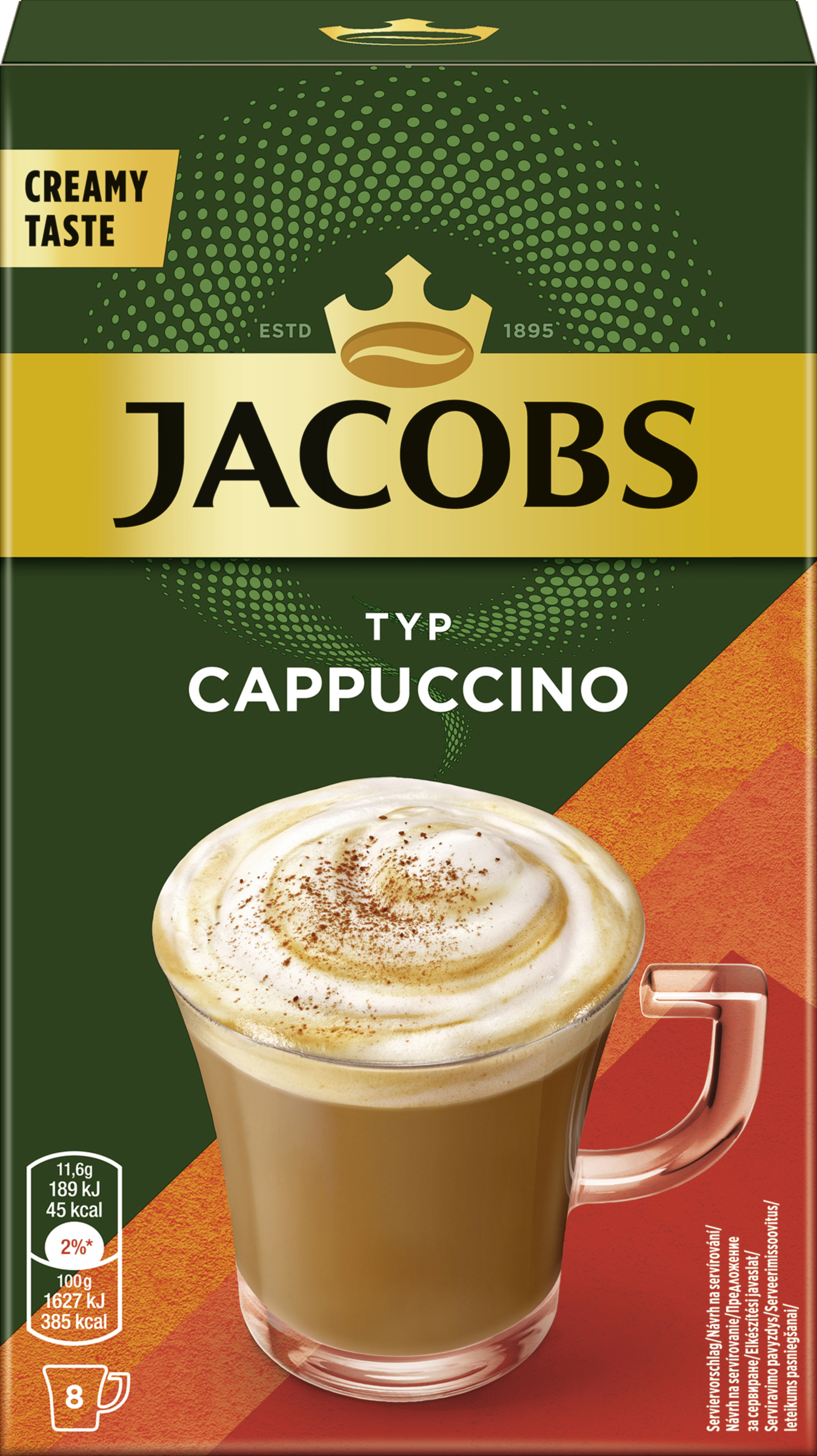 Type cappuccino instant coffee sticks