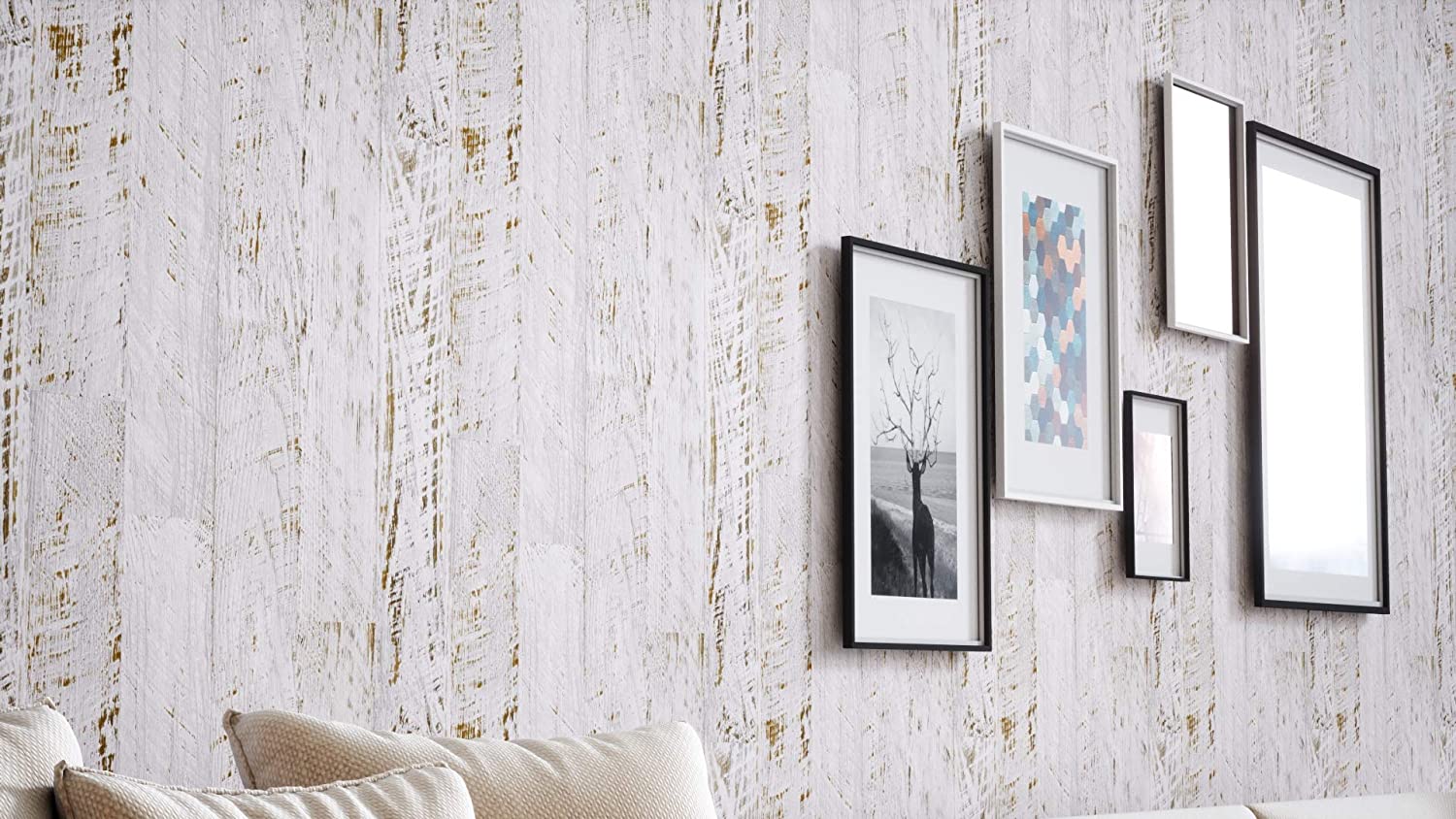 Newroom Wood Wallpaper White Wooden Beams Country House Non-Woven Wallpaper Brown Modern Design 3D Look Wallpaper Wooden Wall Natural Wood Wooden Panels Vintage Includes Wallpaper Guide