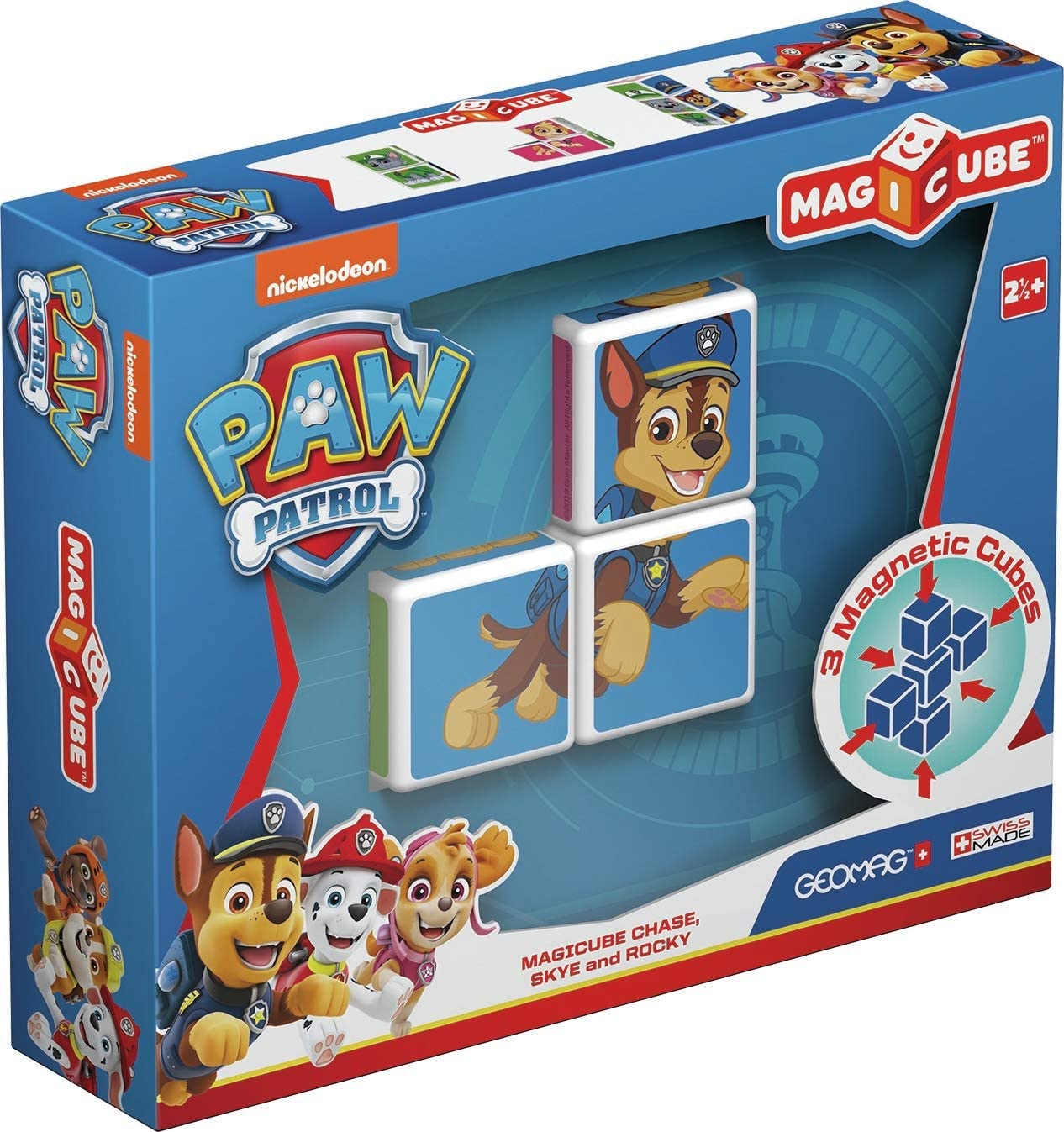 Geomag MagiCube PAW PATROL 078 Marshall, Rubble and Zuma 3 Magnetic Cubes for Constructions