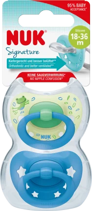 Schnuller signature silicone, green/blue, from 18 months, 2 hours