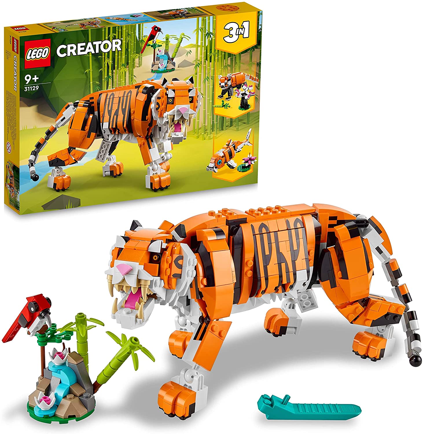 LEGO 31129 Creator Majestätischer Tiger, Panda oder Fisch, 3-in-1 Tierfigur