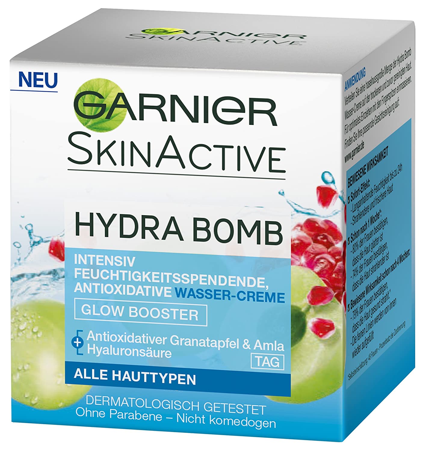 Garnier Intensive Moisturising Day Cream with Antiocidal Pomegranate, Amla & Hyaluronic Acid, SkinActive Hydra Bomb, 6 x 50 ml