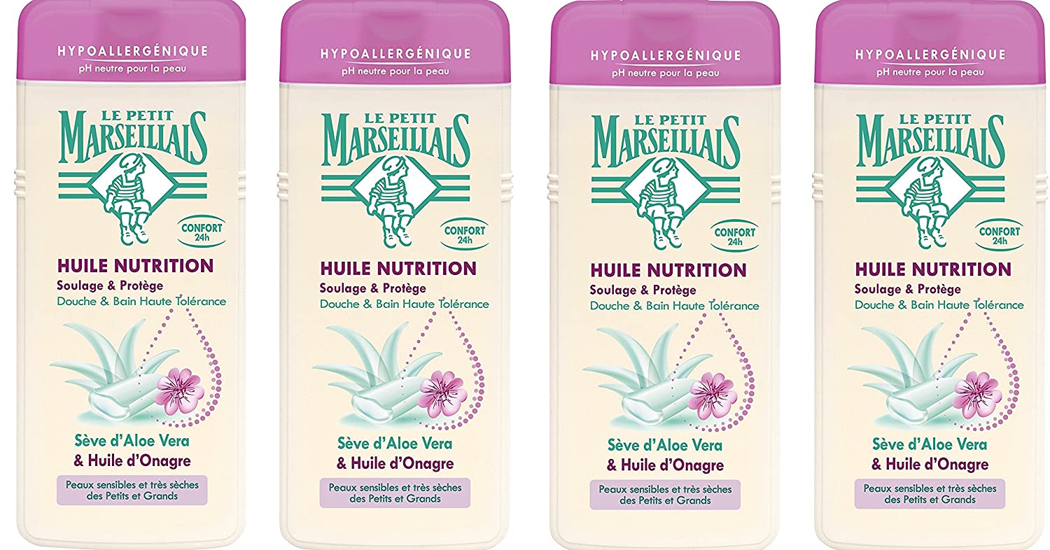 Le Petit Marseillais Hypoallergenic Shower Bath with Aloe Vera Oil Onagre 650ml - Pack of 4