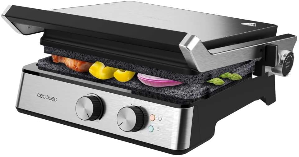 Cecotec electric grill Rock\'nGrill Blaze. 2400W, RockStone coating, easy to clean, 180º opening, BPA-free, grill surface 29x23 cm, adjustable temperature