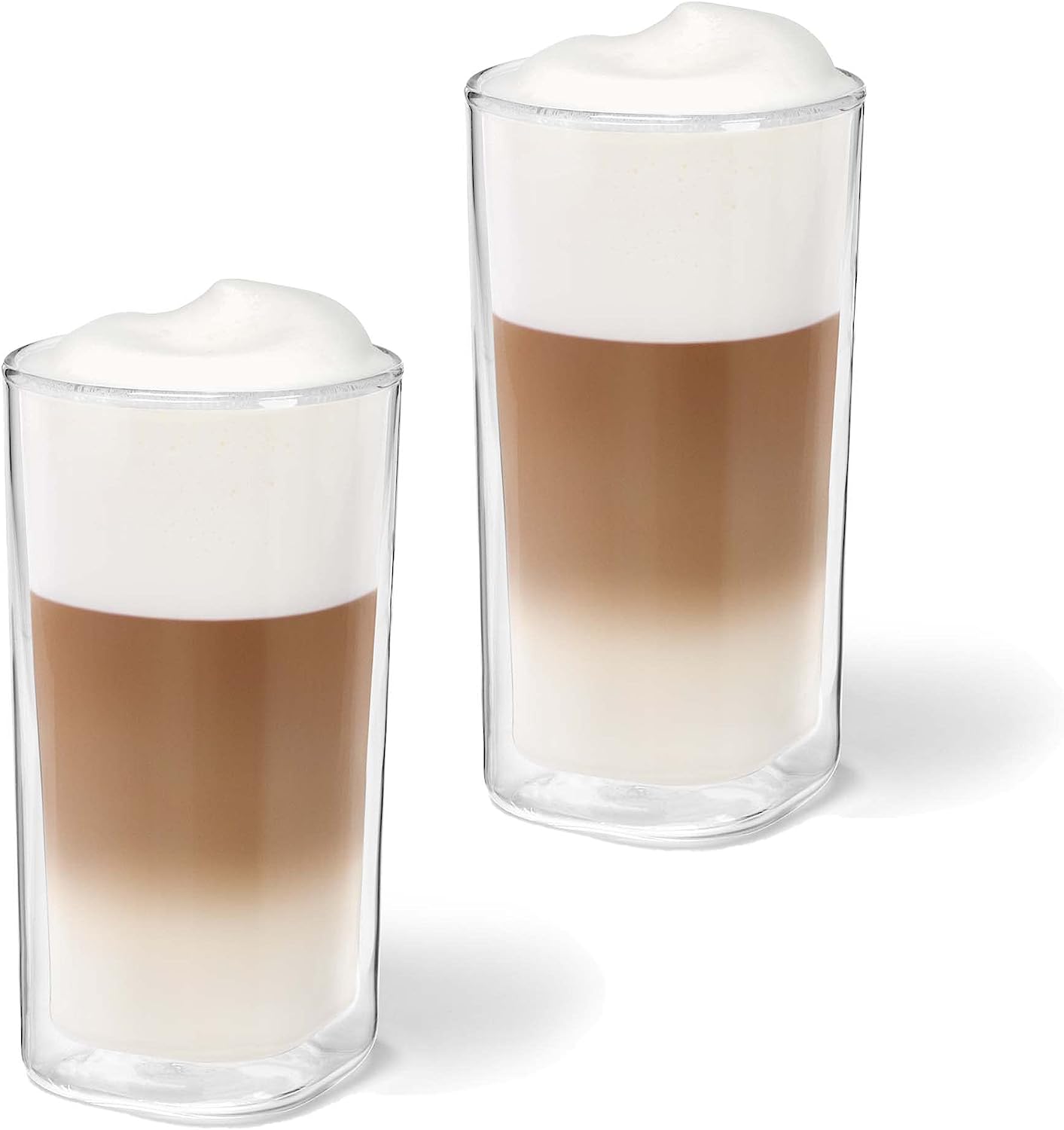 Tchibo QBO Set of 2 Latte Macchiato Glasses, High Quality Glass, Mouth-Blown, Lasered QBO Logo, Enjoy Hot and Cold
