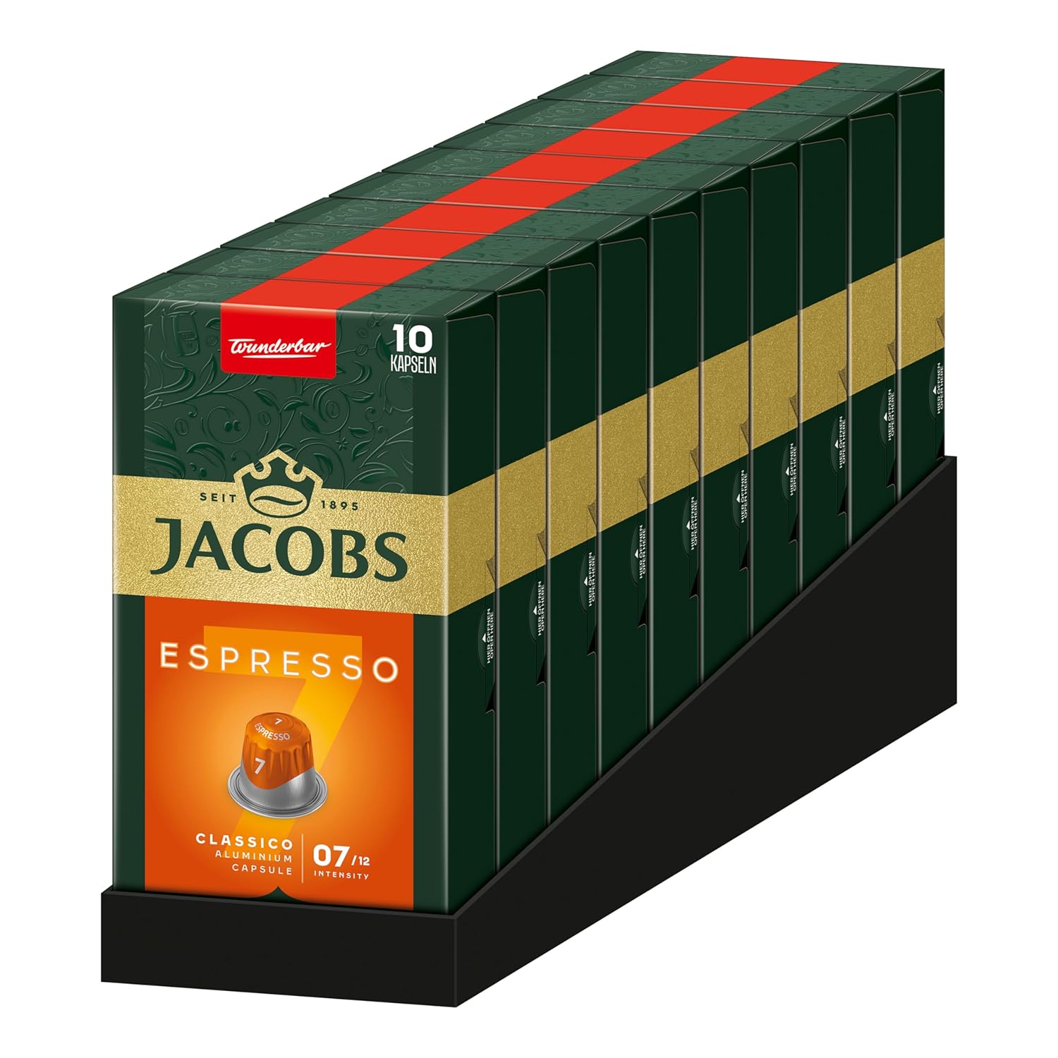 Jacobs Espresso Classico Capsules, Intensity 7,100 Nespresso®* Compatible Coffee Capsules, Pack of 10, 10 x 10 Drinks