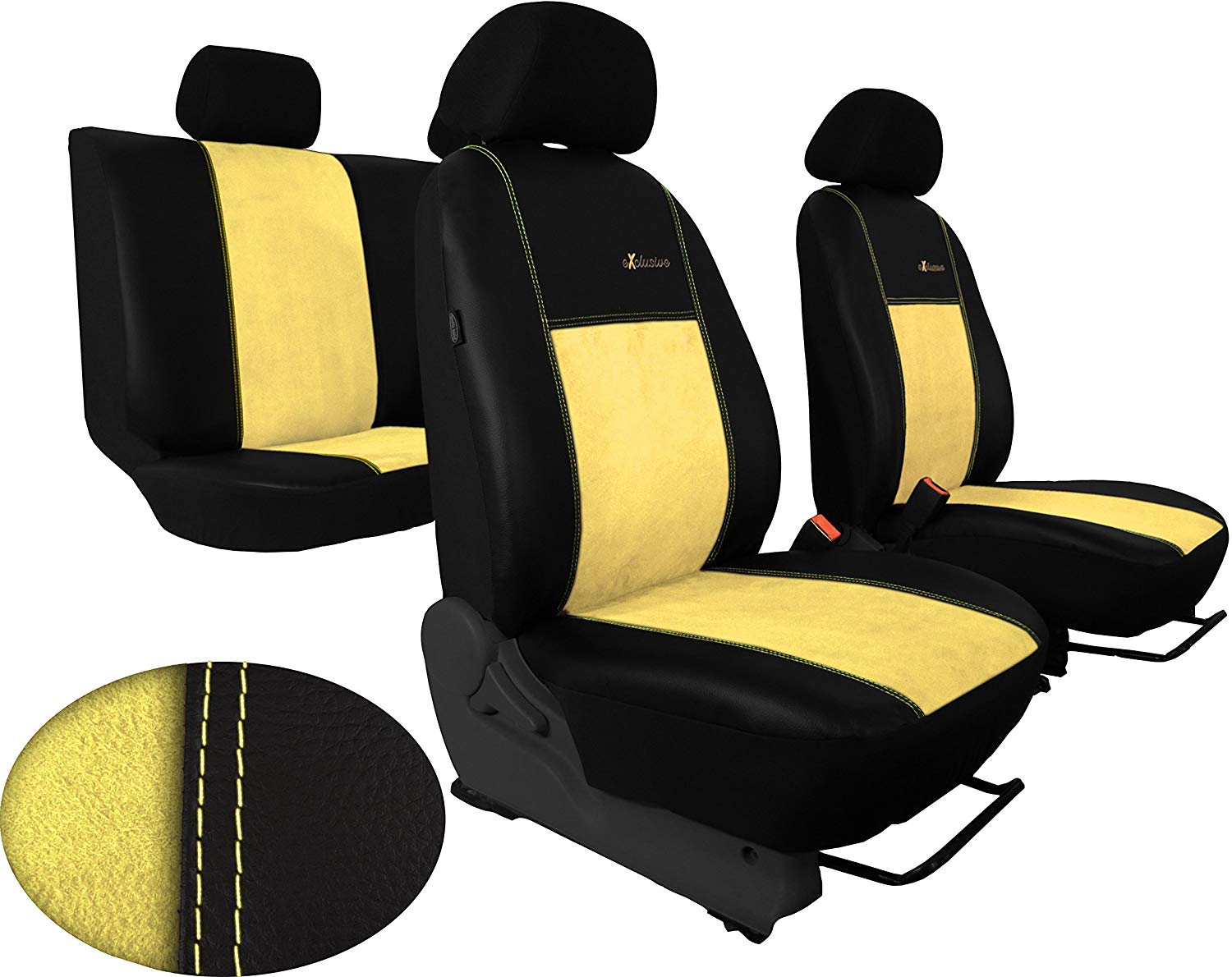 Custom Fit Seat Cover Exclusive in Eco Leather Seat with Alcantara Seat