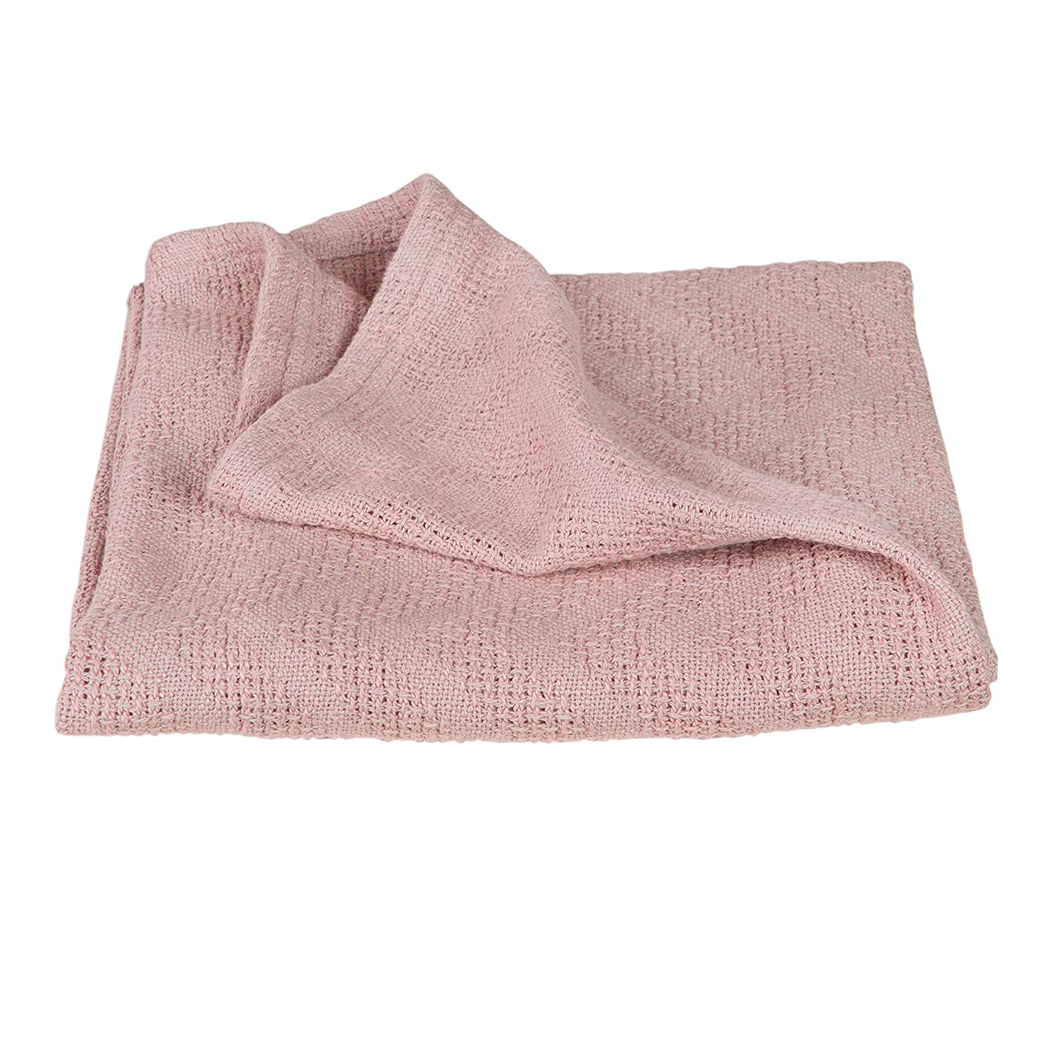 Roba Organic Blanket \'Lil Planet\' Pink / Mauve Knitted Look Organic Cotton GOTS Certified 80 x 80 cm