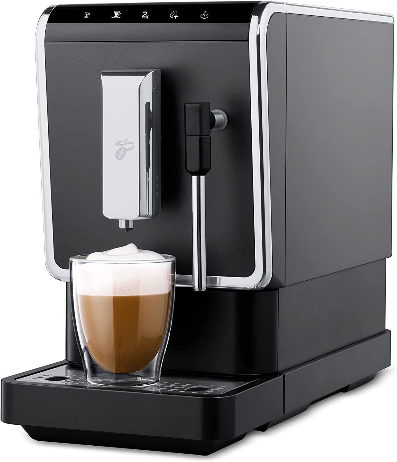 Tchibo Esperto Latte Fully Automatic Coffee Machine (19 bar, 1470 Watt), Anthracite (incl. 1 kg Barista Caffè Crema)
