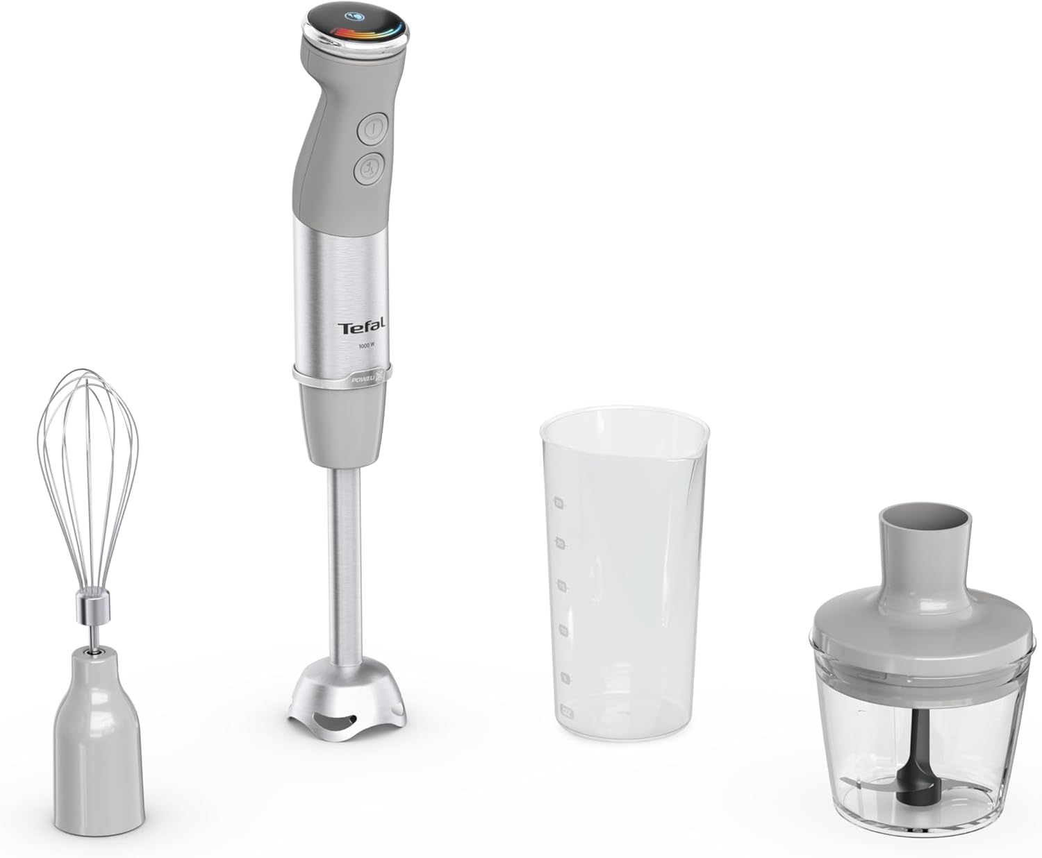 Tefal Quickchef+ HB673B30 Hand Blender, Powelix Blade Technology, 20 Speed ​​Levels, Turbo Mode, Compact Design, Whisk Attachment, 800 ml Dosing Cup, Silence Mode, Soft Grip Handle
