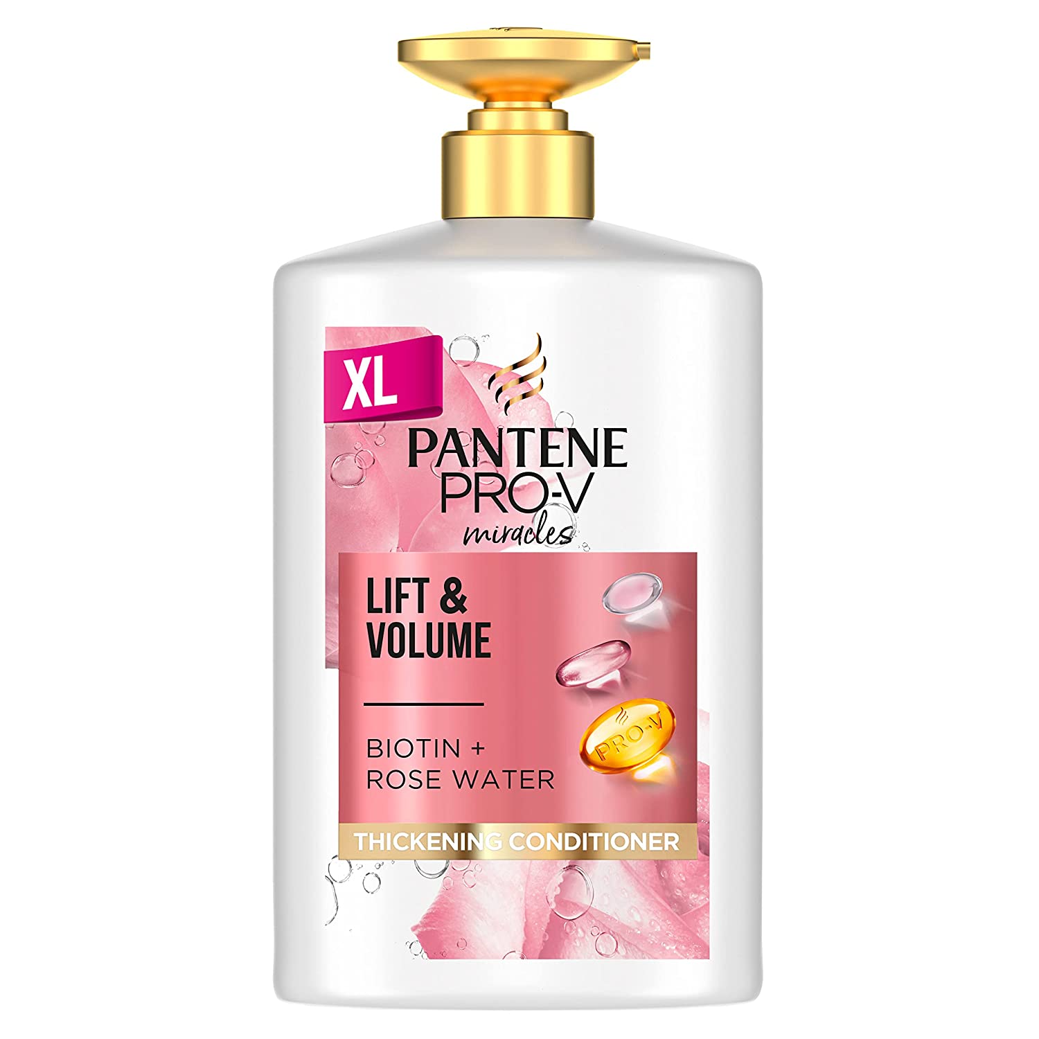 Pantene Pro-V Lift & Volume Conditioner with Biotin & Rose Water | For Instant Fullness and Visibly Thicker Hair | XL Bottle with Pump Dispenser 1 L, ‎white
