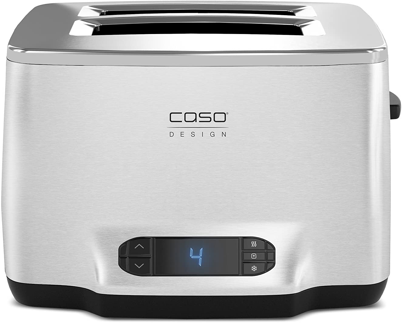 Caso 2778 Inox 2 Design Toaster, 2 Slices Made of High-Quality Stainless Steel, Toast Automatic, Extra Large LCD Display, 1000 W, Silver