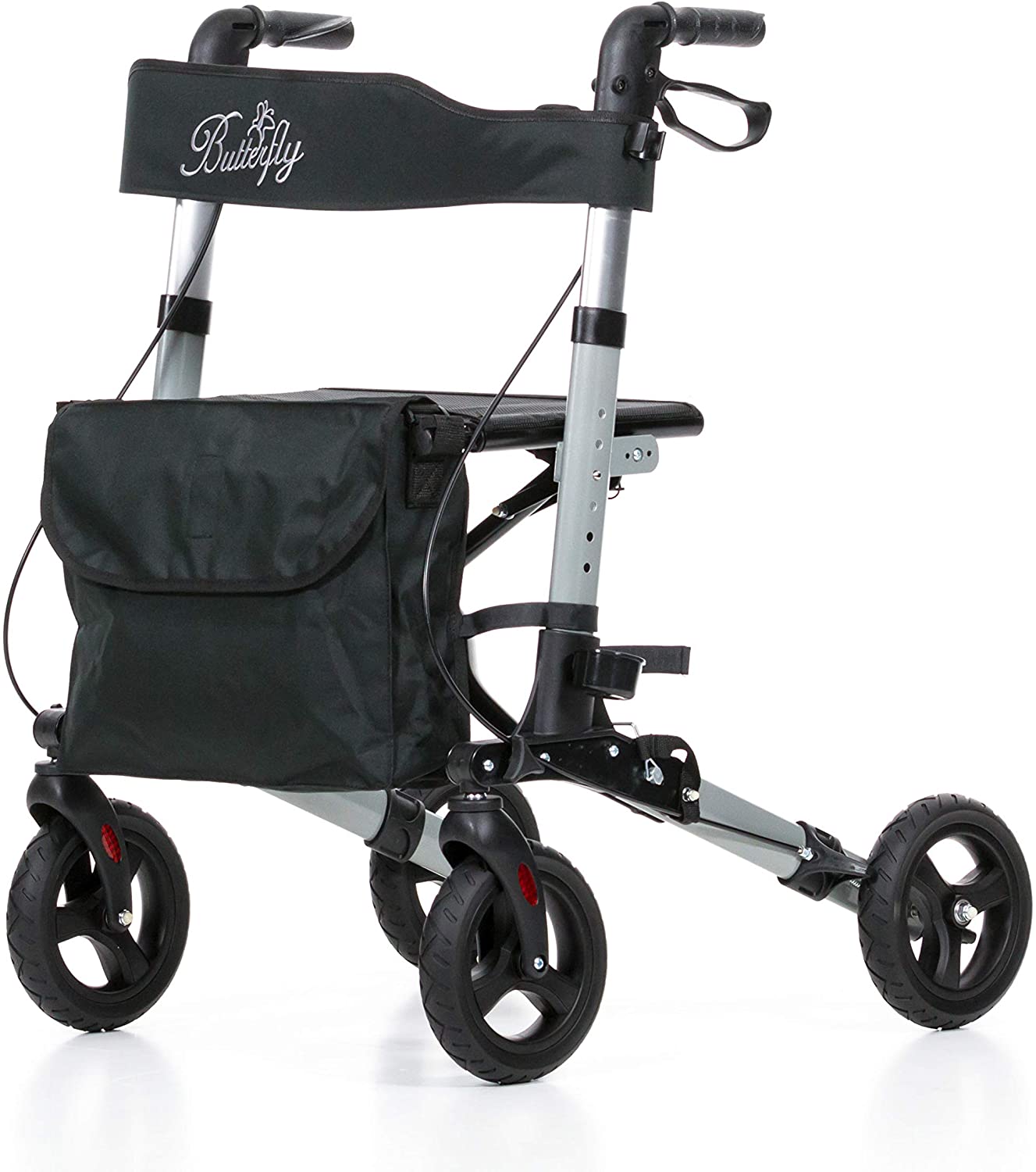 REHASHOP Lightweight Butterfly Rollator Anthracite with Soft Tyres