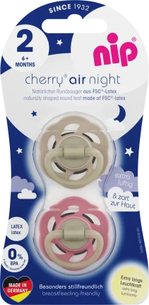 Schnuller Cherry Air Night latex, brown/red, size. 2, from 6 months, 2 hours