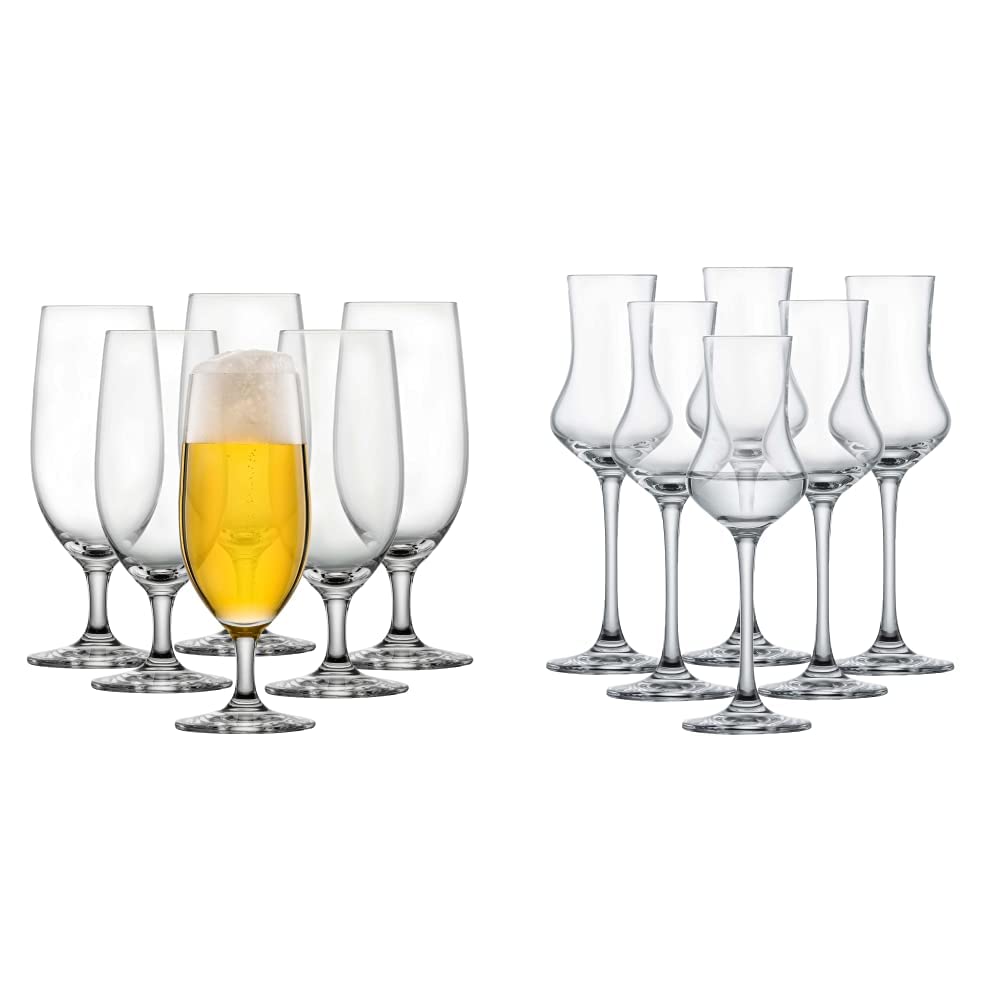 Schott Zwiesel Beer Tulip Classico 0.3l (Set of 6) & Digentifset Classico (Set of 6), Classic Shot Glasses With Stem, Dishwasher Safe Tritan Crystal Glasses, (Item No. 120518)