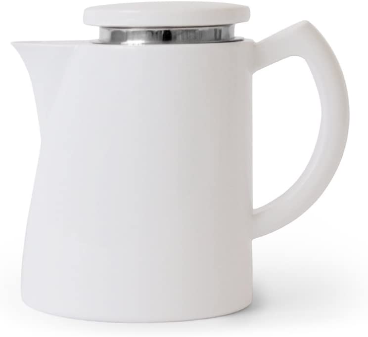Sowden 1.3 Litre - 44 oz OSKAR Porcelain Jug and SUS 304 (18/8) Stainless Steel SoftBrew Coffee Filter, White