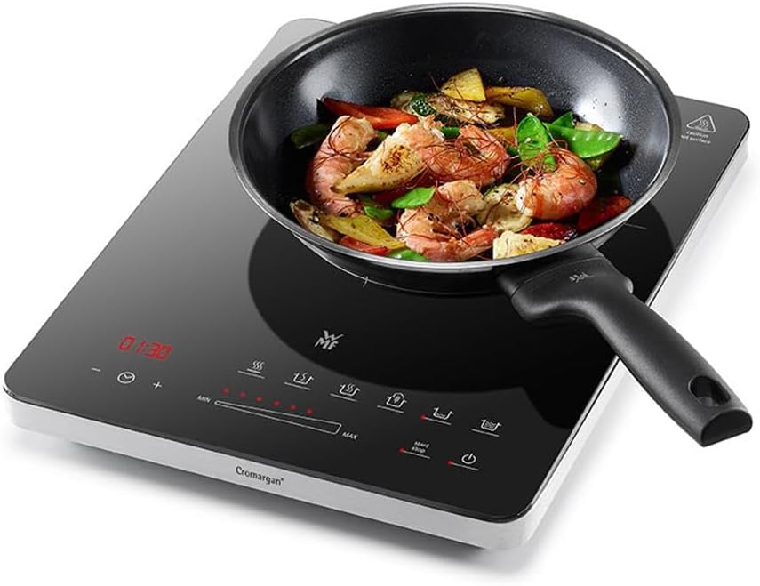 WMF Kult X Single Induction Hob 2200 W Up to 28 cm 1 Hob 8 Power Levels Pan Detection Touch Display Glass Ceramic Timer Function