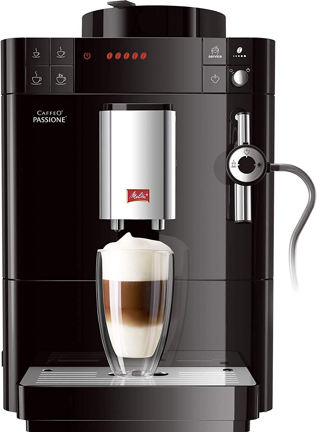 Amazon Renewed Melitta Passione F530-102 Automatische Kaffeemaschine mit Mühle, Kaffeebohnen, Milchsystem, automatische Reinigung, personalisierbar, 15 bar, Schwarz (generalüberholt)