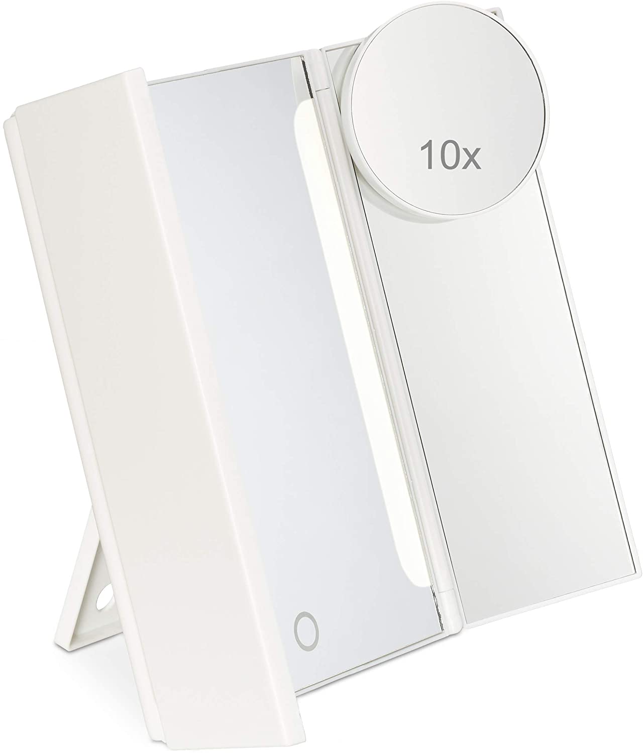 Relaxdays Make-Up Mirror With Light, 3 Sides Foldable Illuminated Cosmetic 