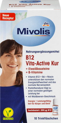 Mivolis B12 Vita-Active Cure + protein building blocks + B vitamins, high-dose, 10 