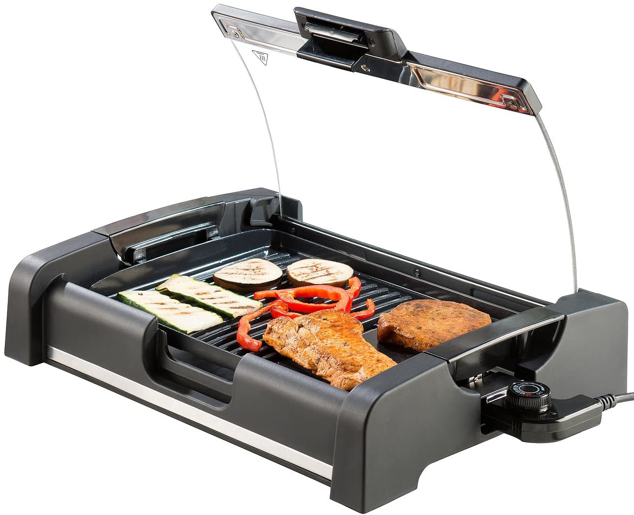 ROSENSTEIN & SOHNE Rosenstein & Söhne Table grill with lid: table grill with glass lid, ceramic coated grill plate, 1650 W (electric grill plate)