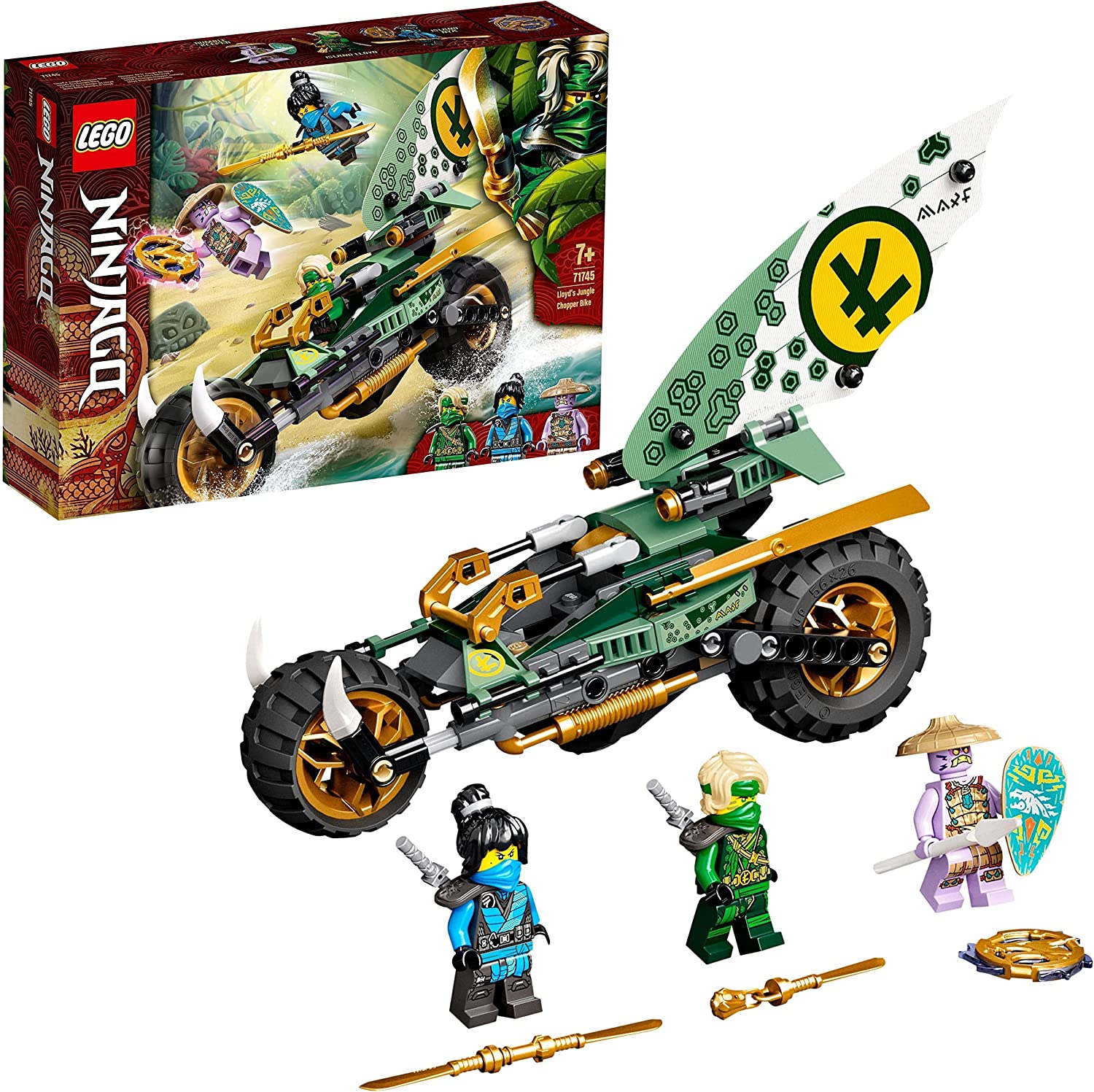 Lego 71745 Ninjago Lloyds Jungle Bike Construction Kit, Toy Motorcycle with Lloyd and Nya Mini Figures