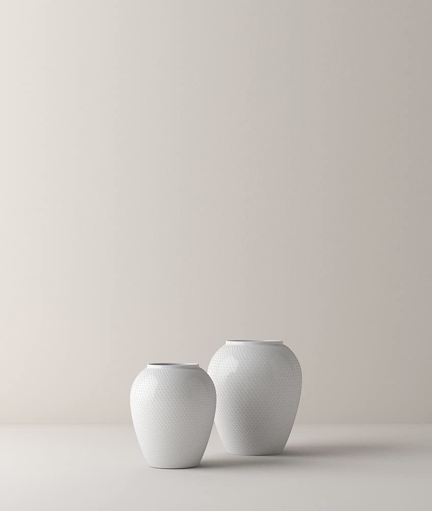 Lyngby Porcelain Lyngby Rhombe Vase, Porcelain, Bianco 21.5 x 21.5 x 25 cm