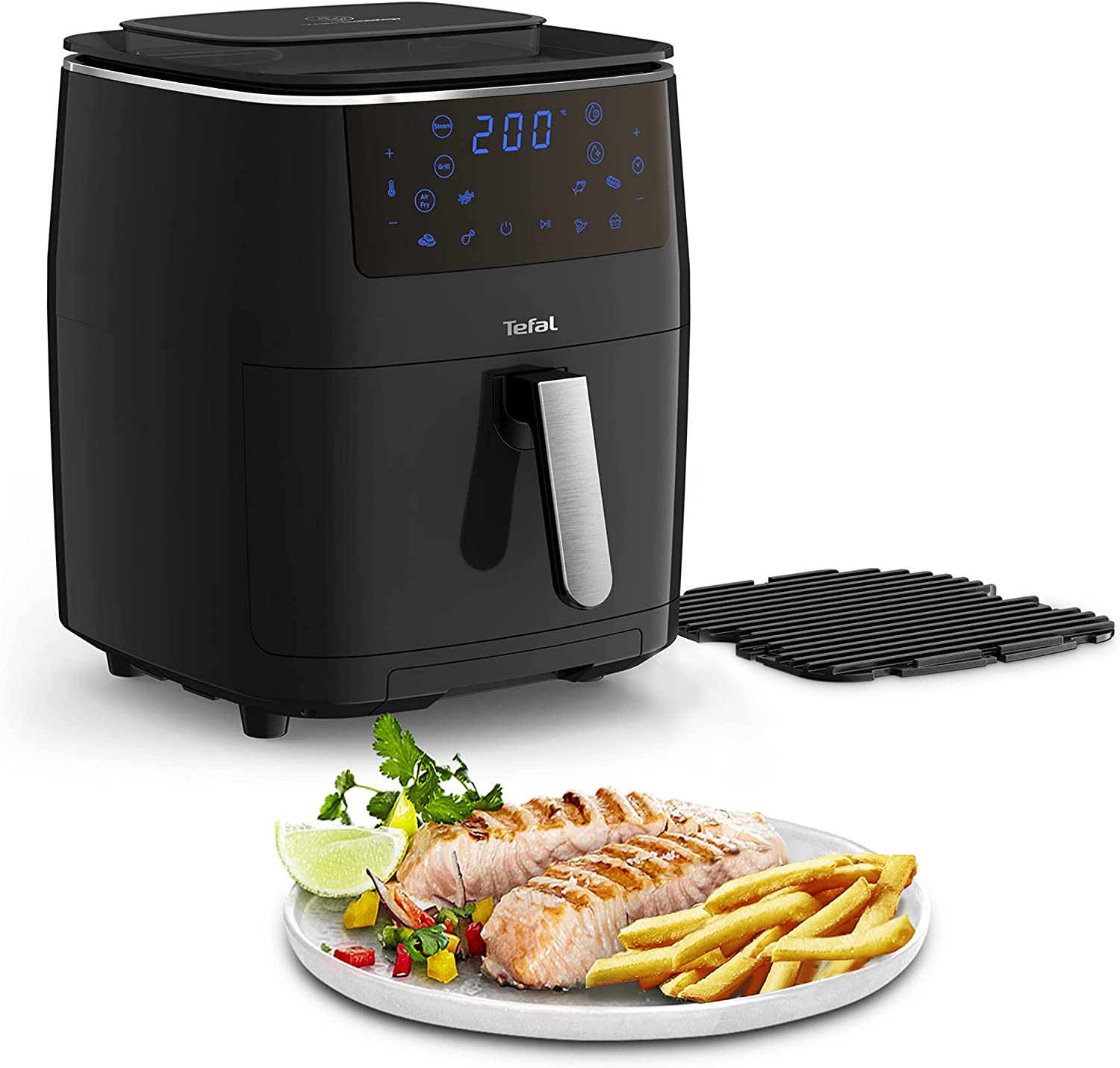 Tefal FW2018 Easy Fry Grill & Steam Hot Air Fryer | 3-in-1 (Hot Air Fryer, Grill and Steamer) | 7 Automatic Programmes | Capacity: 6.5 Litres | Timer | Black