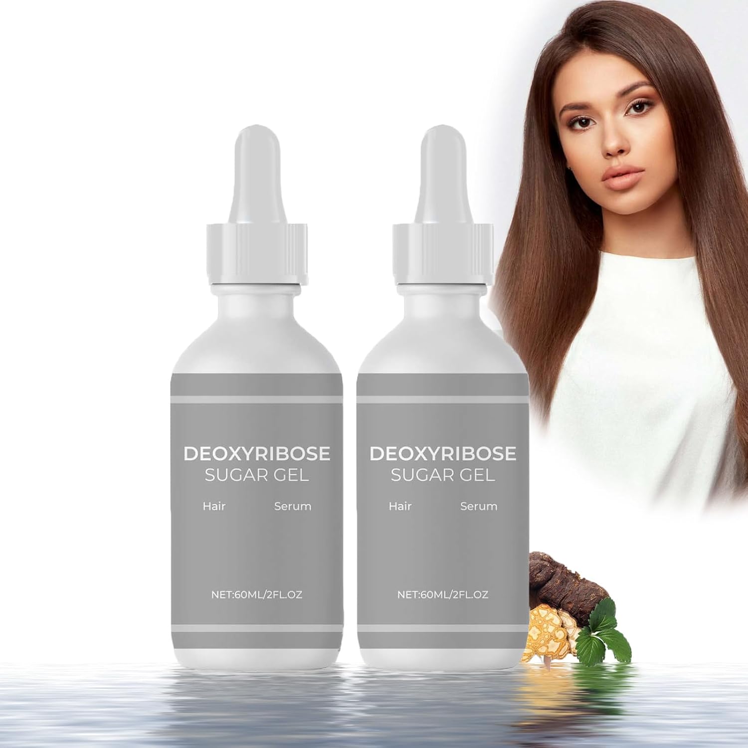 Pack of 2 Deoxyribose Sugar Gel, Deoxy Ribose Sugar Hair Growth Serum, Hair Thickening Gel for Men Women, Deoxy Ribose Hair Serum, Mild Safe Hair Oil