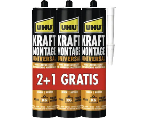 UHU Kraft universal assembly adhesive 470 g 2+1