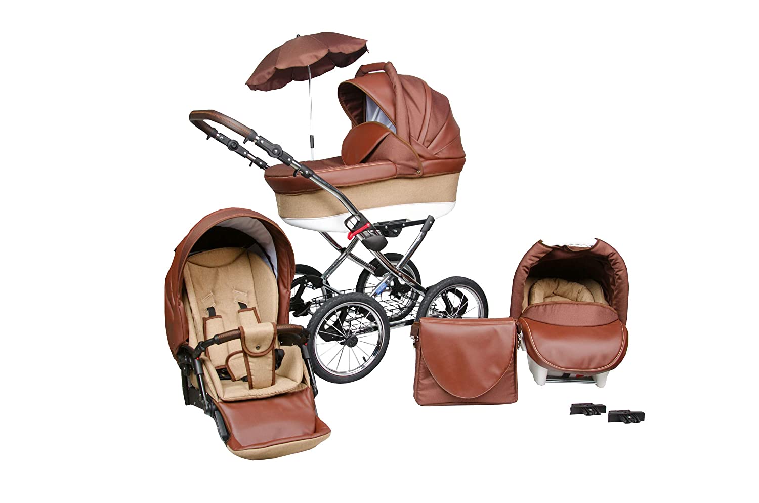 Skyline Classic Retro Style Lux Combination Pram and Pushchair, 3-in-1 Travel System, Car Seat (Isofix)