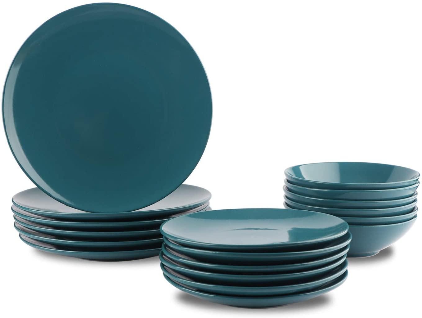 AmazonBasics Amazon Basics 18-Piece Dinnerware Set, Service for 6