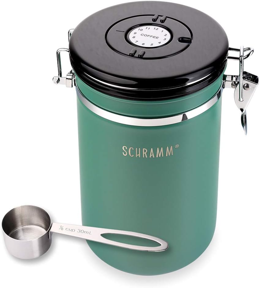 Schramm® coffee jar 1800 ml in 10 colors with dosing spoon height: 18 cm Coffee Canisters Stainless Steel