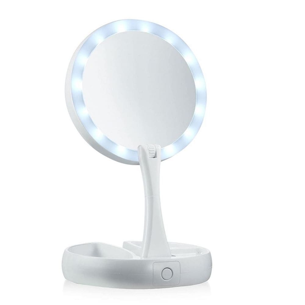UNIQ Foldable Makeup Mirror with LED Light and 10x magnification