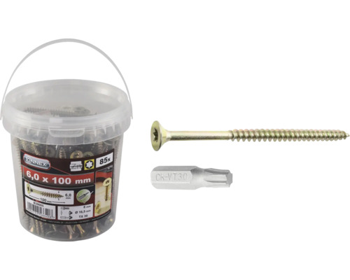 Universal screw countersunk head TX 6x100 mm yellow galvanized 85 pieces