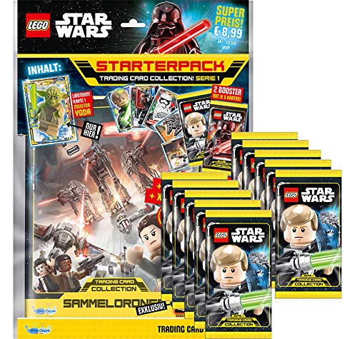 Lego Star Wars Series 1 Trading Cards – 1 Starter + 10 Booster [German Lang