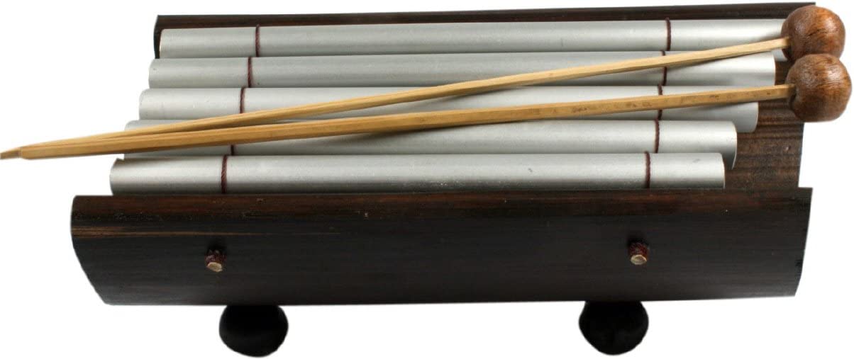 GURU SHOP Table Wind Chime, Music Percussion Rhythm Sound Instruments, Model 2, Brown, 8 x 20 x 11 cm, Musical Instruments