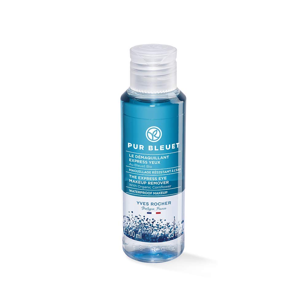 Yves Rocher PUR BLEUET Express Eye Makeup Remover Gently and Quickly Remove Makeup 1 x Bottle 100 ml